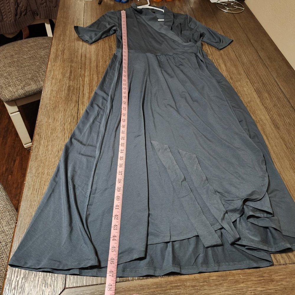 Quince Tencel Jersey Midi Wrap Dress NWT Green Med - Picture 2 of 7
